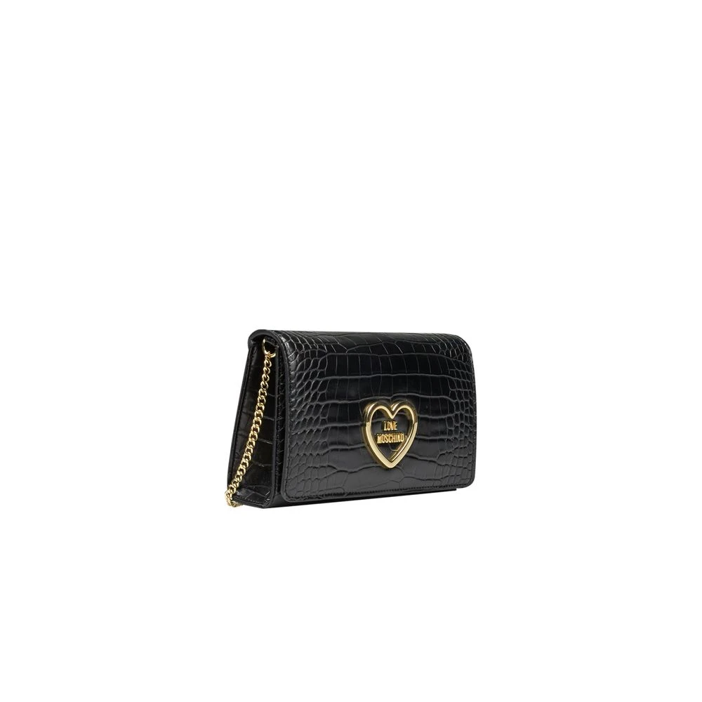 Love Moschino Zwarte Crossbody Tas met Ketting Black Dames