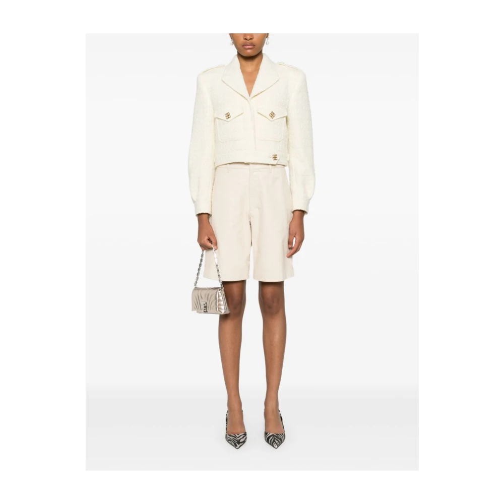 Givenchy Kort Naturel Jasje met Gouden Logo`s Beige Dames