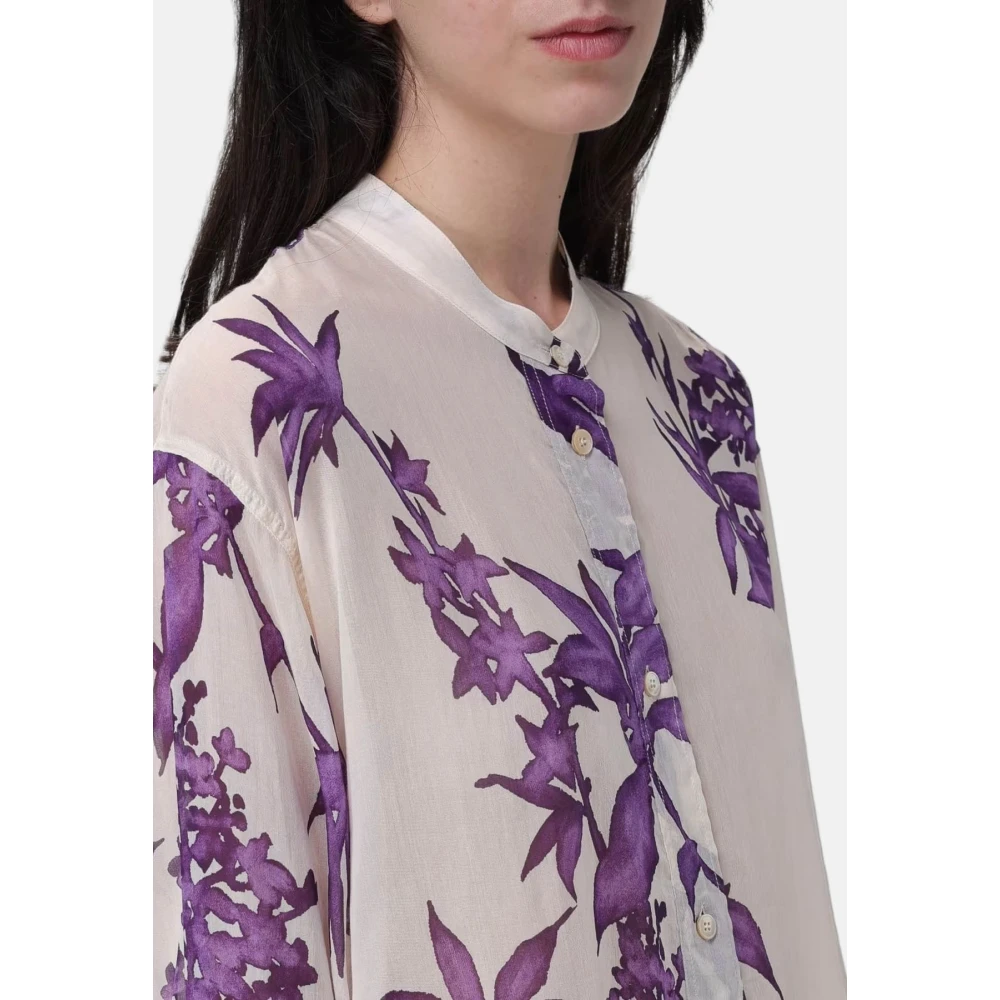 Forte Katoenen en zijden voile overhemd met print Multicolor Dames