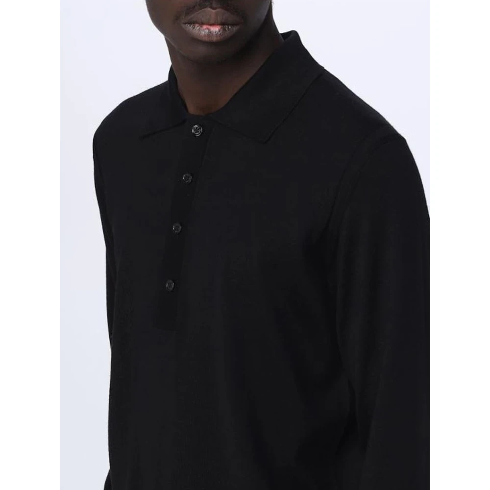 Paolo Pecora Zwarte Wollen Polotrui Black Heren