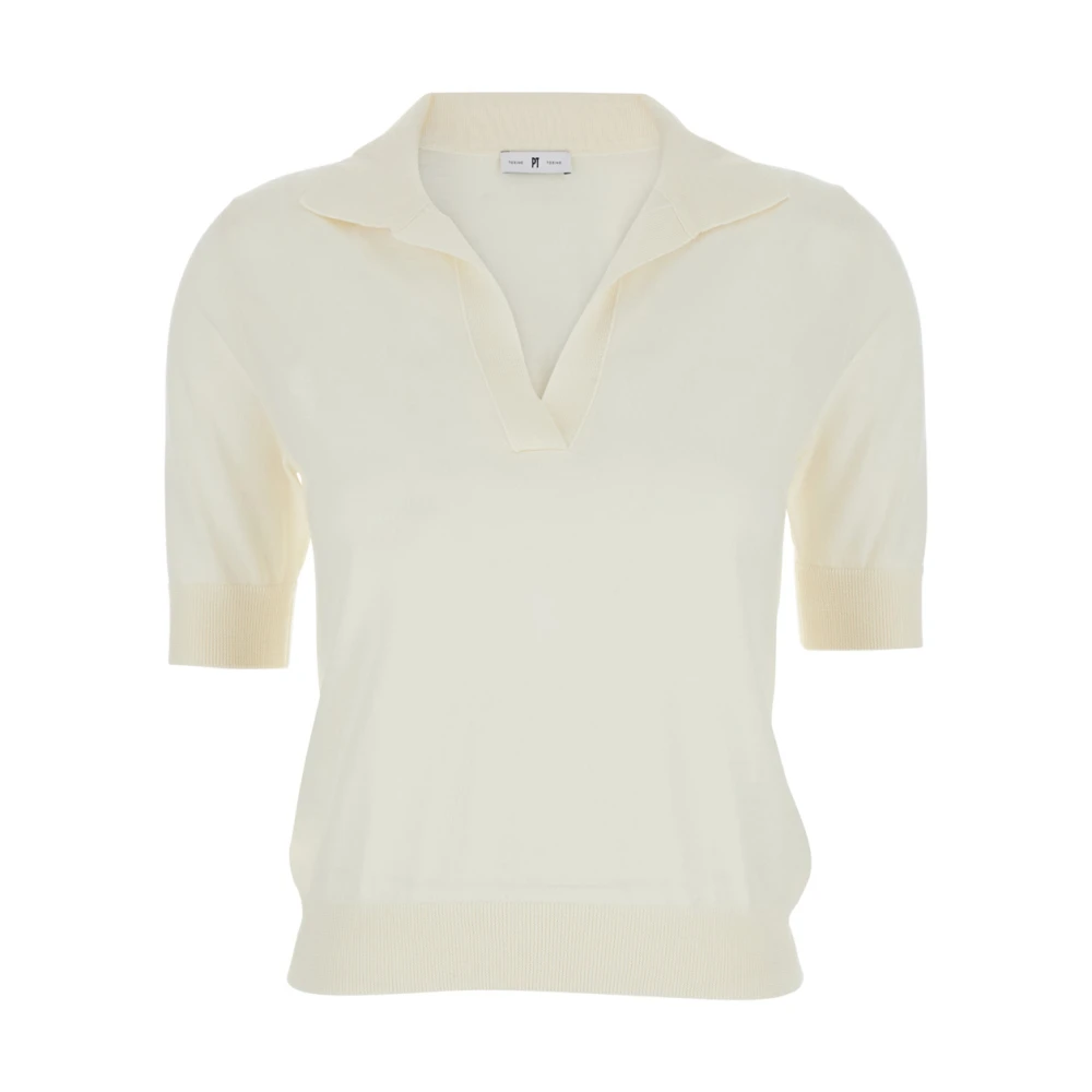 PT Torino Witte V-Hals Wollen Polotrui White Dames