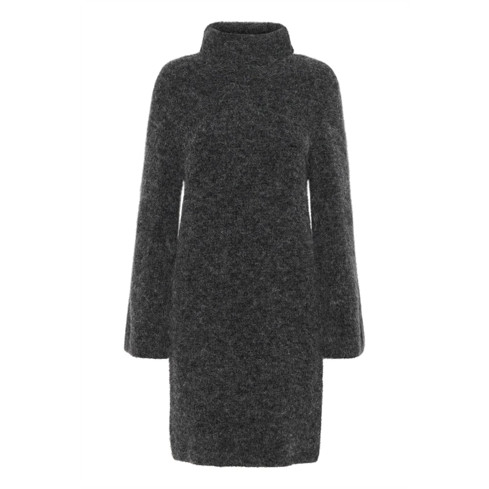 Gestuz Rollneck Jurk Charcoal Melange Gray Dames