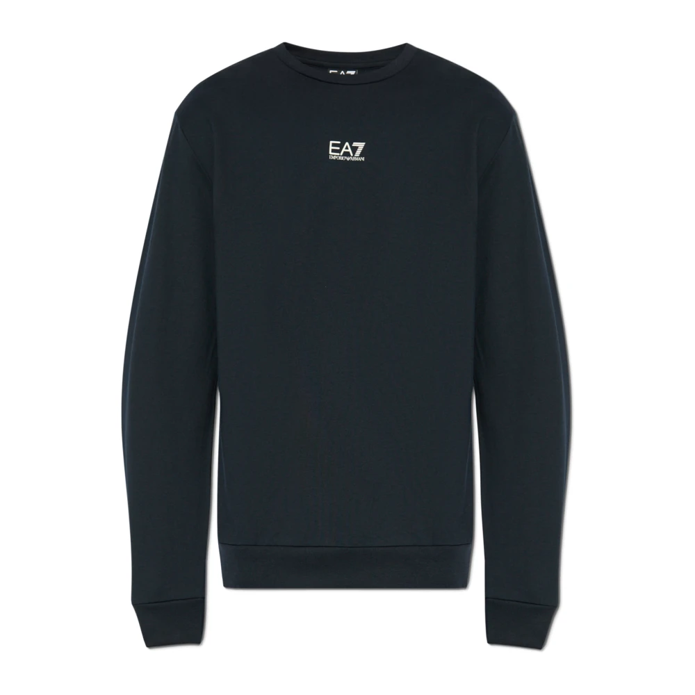 Emporio Armani EA7 Sweatshirt met bedrukt logo Blue Heren
