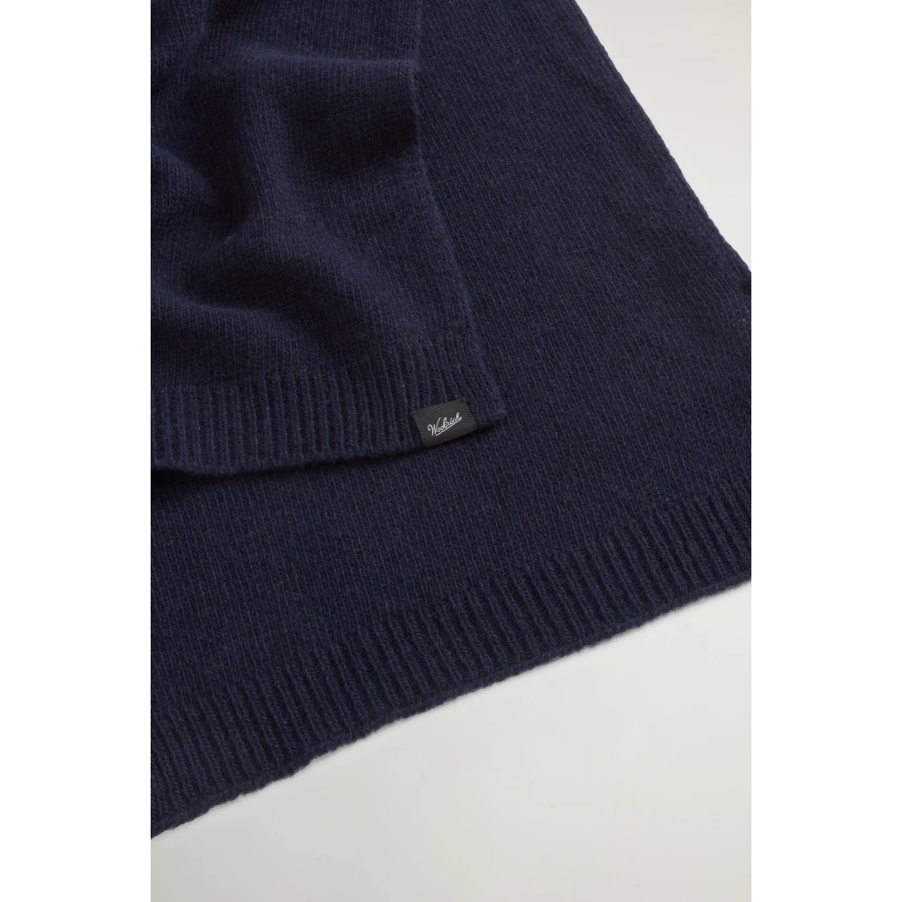 Woolrich Merino Wol Geribbelde Sjaal Blue Heren