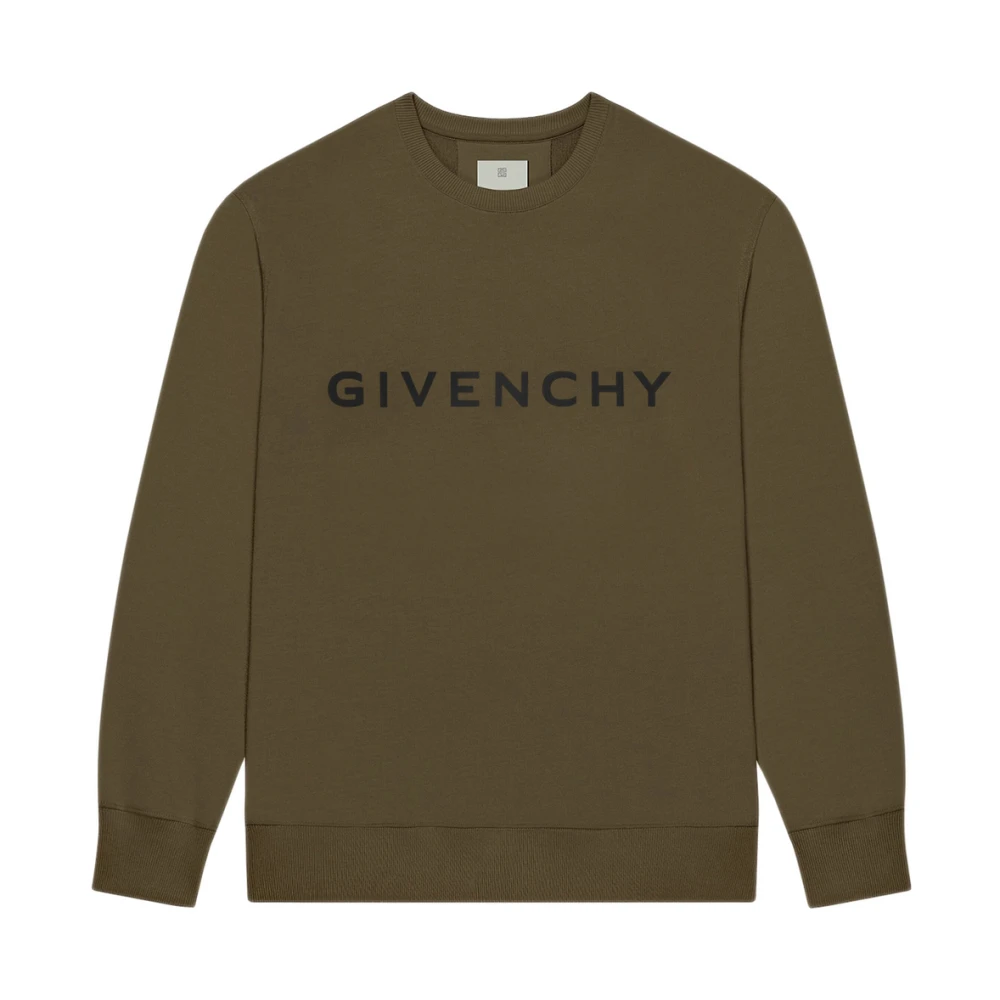 Givenchy Groene Creweck Sweater met Handtekening Green Heren