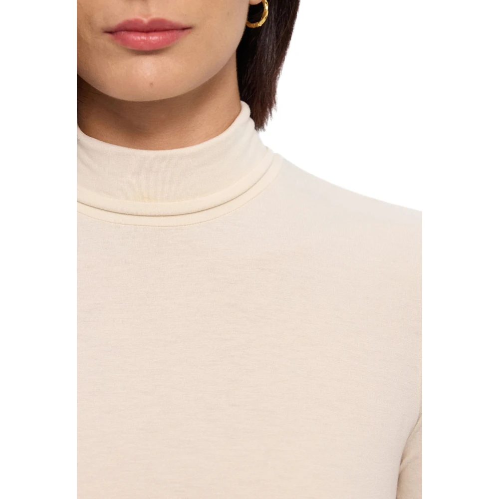 Max Mara Weekend Hoge hals Jersey T-shirt met Print Beige Dames