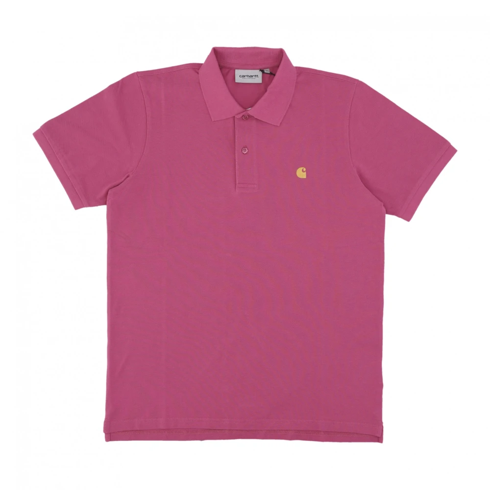 Carhartt WIP Chase Pique Polo Magenta Gold Pink Heren