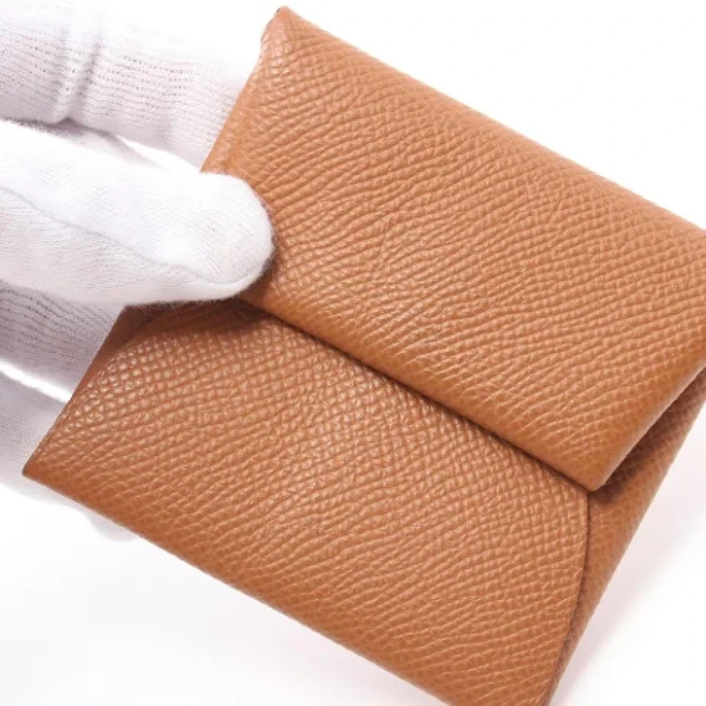 Hermès Vintage Pre-owned Leather wallets Beige Dames