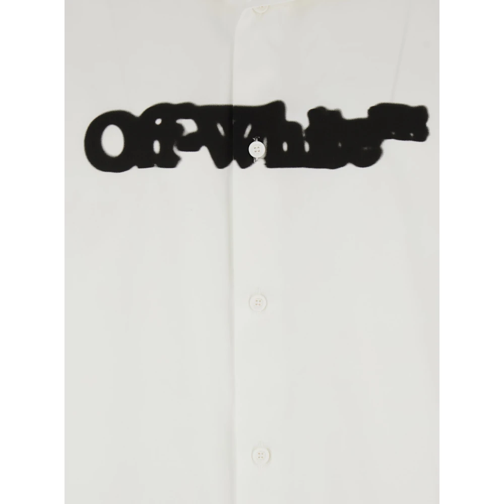 Off White Wit Logo Shirt Voor Achter Katoen White Heren