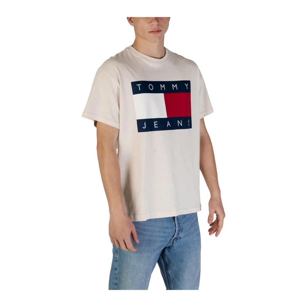 Tommy Jeans Beige Print Ronde Hals T-Shirt Beige Heren