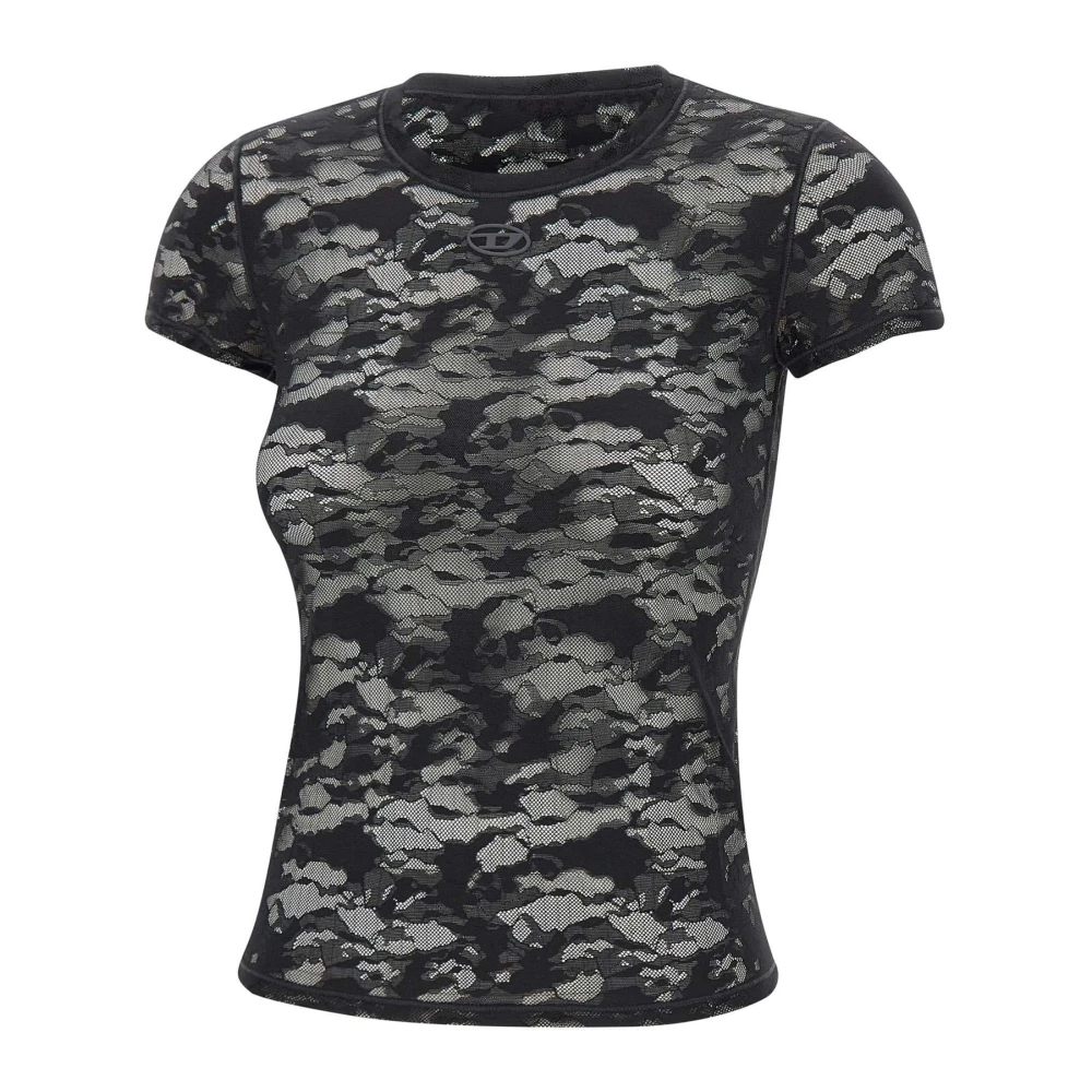 Diesel Women's Black T-Shirts, Xs, Kasia-Utlt Lace T-Shirt
