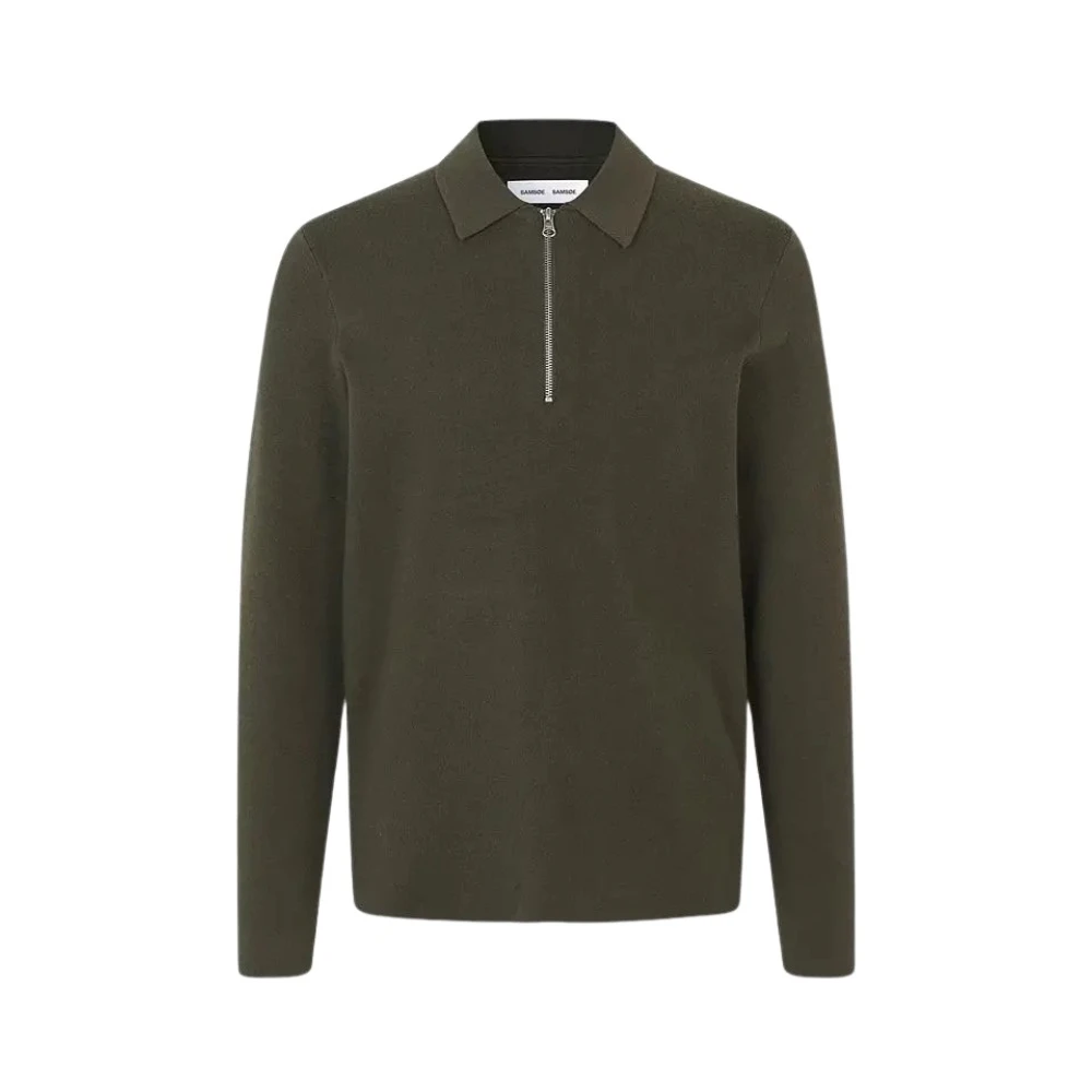 Samsøe Polo Sweater met Rits Green Heren