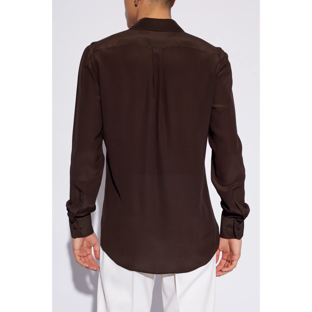 Dolce & Gabbana Zijden overhemd Brown Heren