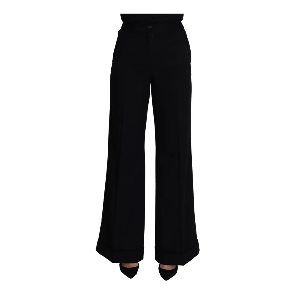 Dolce & Gabbana Women's Black Wide Trousers,, Cashmere Wide Leg Trouser Trousers 2XS