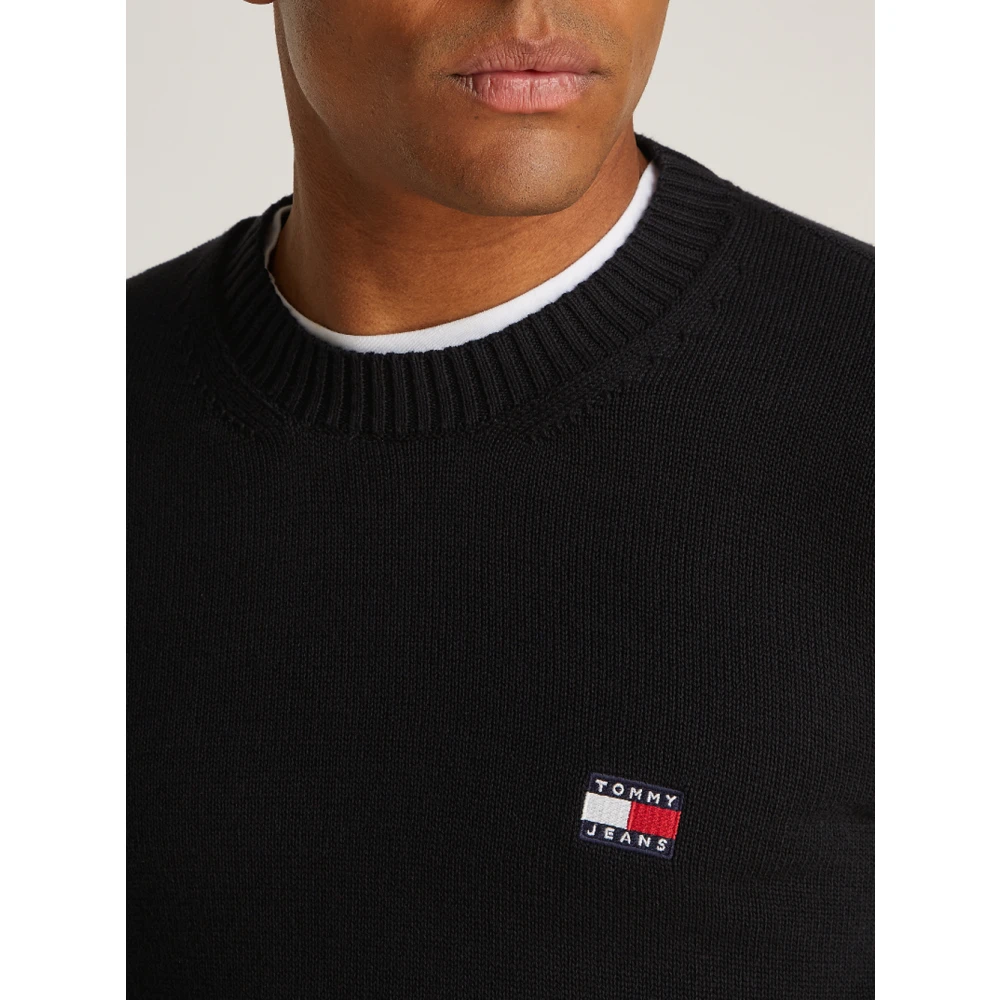 Tommy Jeans Zwarte Trui Regular Badge Black Heren