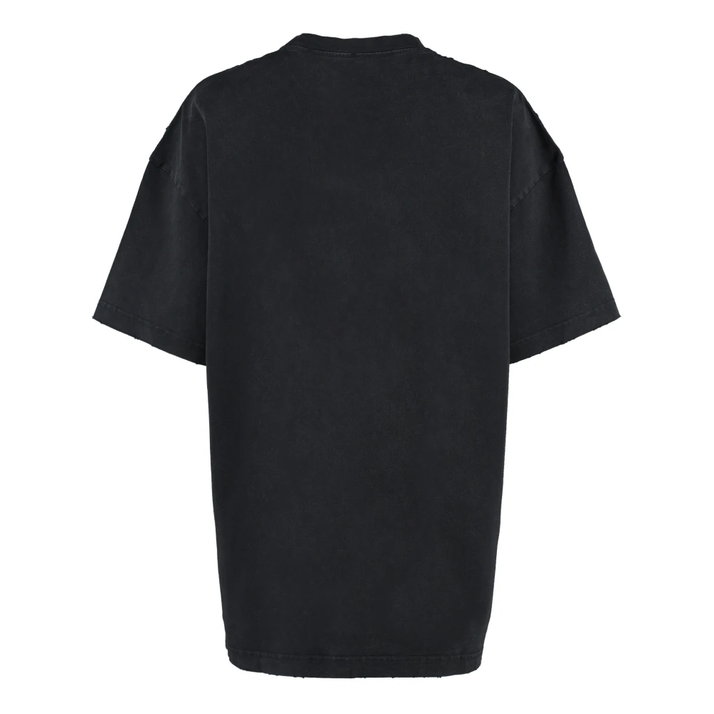Versace Contrasterend Logo Katoenen T-Shirt Black Dames