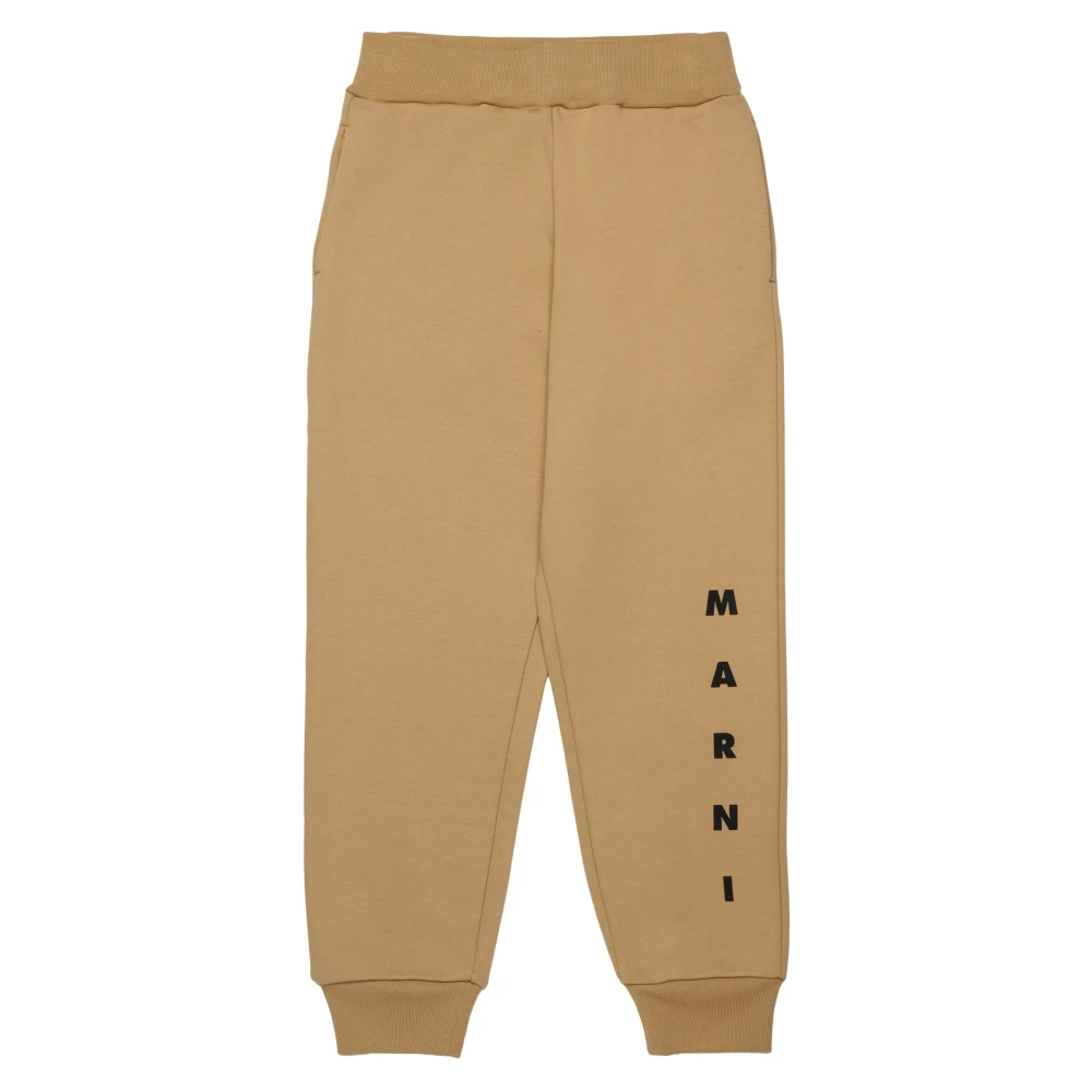 Marni Unisex Kids Beige Sweatpants, 14 Y, Logo Joggers