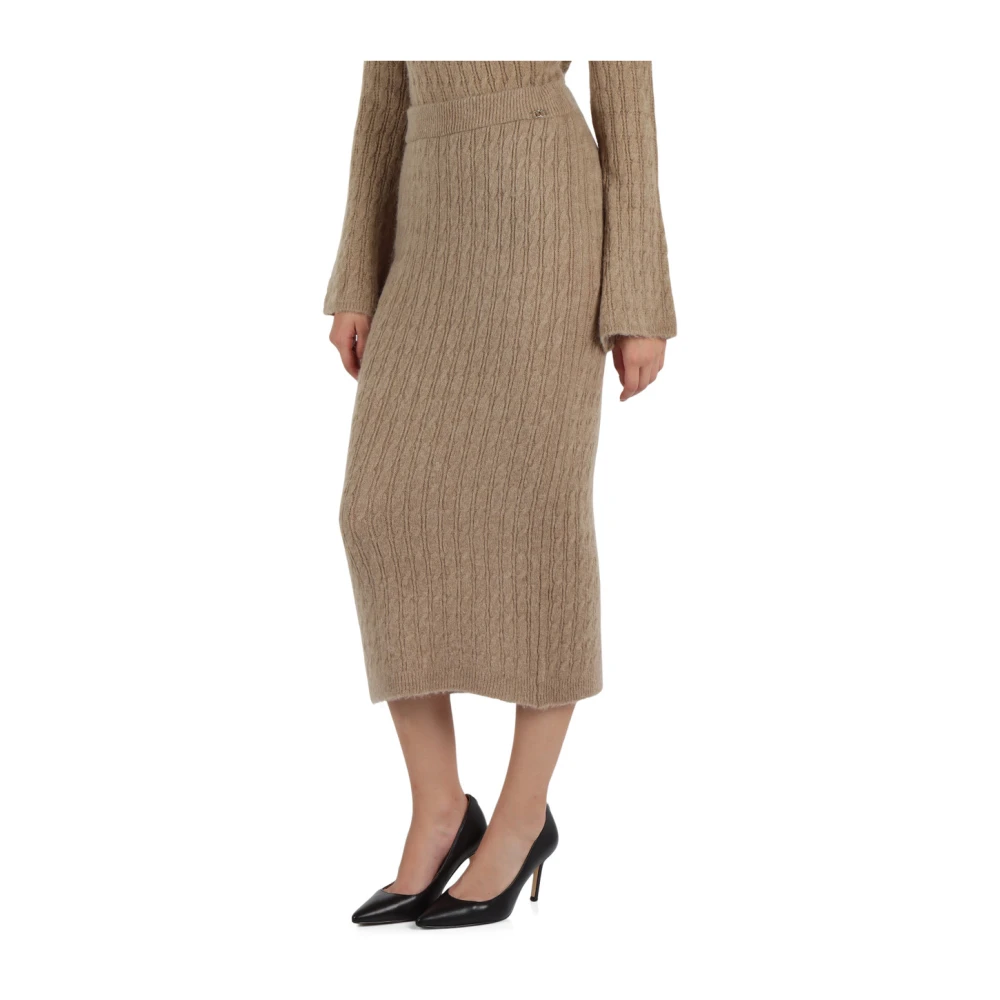 Liu Jo Alpaca gevlochten midi rok Beige Dames