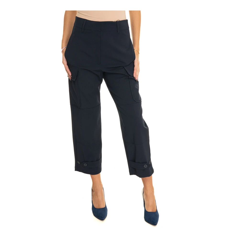 Max Mara Weekend Cargo broek met wijde pijpen Blue Dames