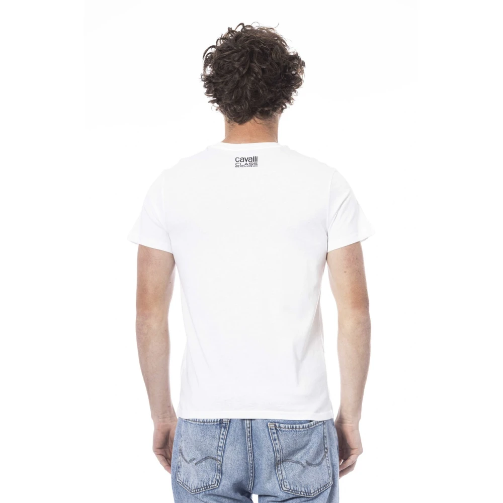 Cavalli Class Logo Print Korte Mouw T-shirt White Heren
