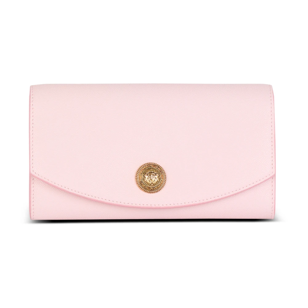 Balmain Emblème korrelig kalfsleer clutch Pink Dames