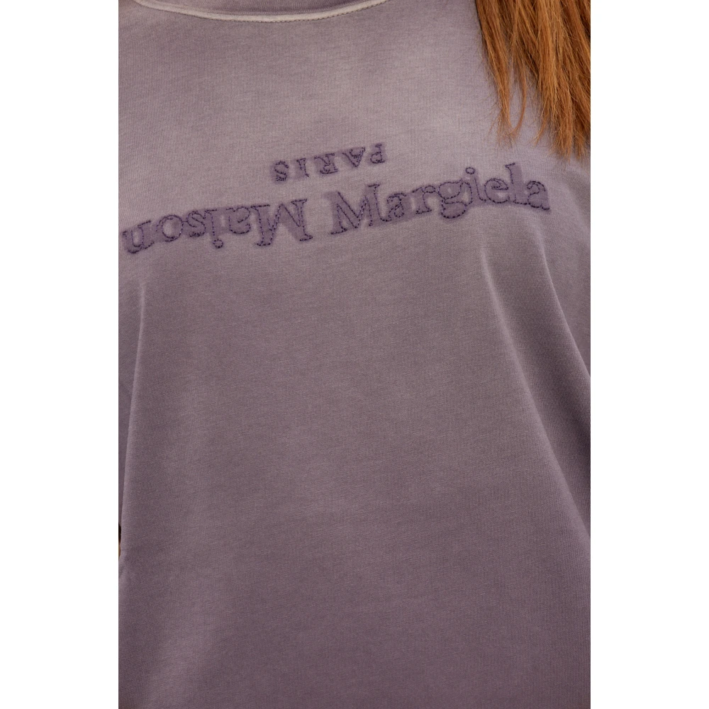 Maison Margiela T-shirt met logo Purple Dames