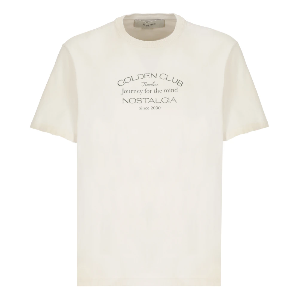 Golden Goose Wit katoenen T-shirt met Logo White Heren