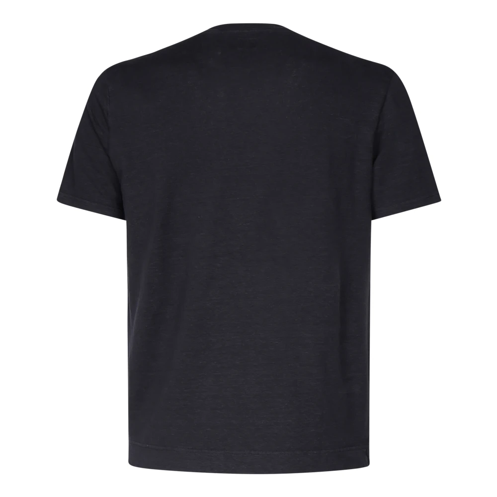 Fedeli Zwart Linnen T-shirt en Polo Black Heren