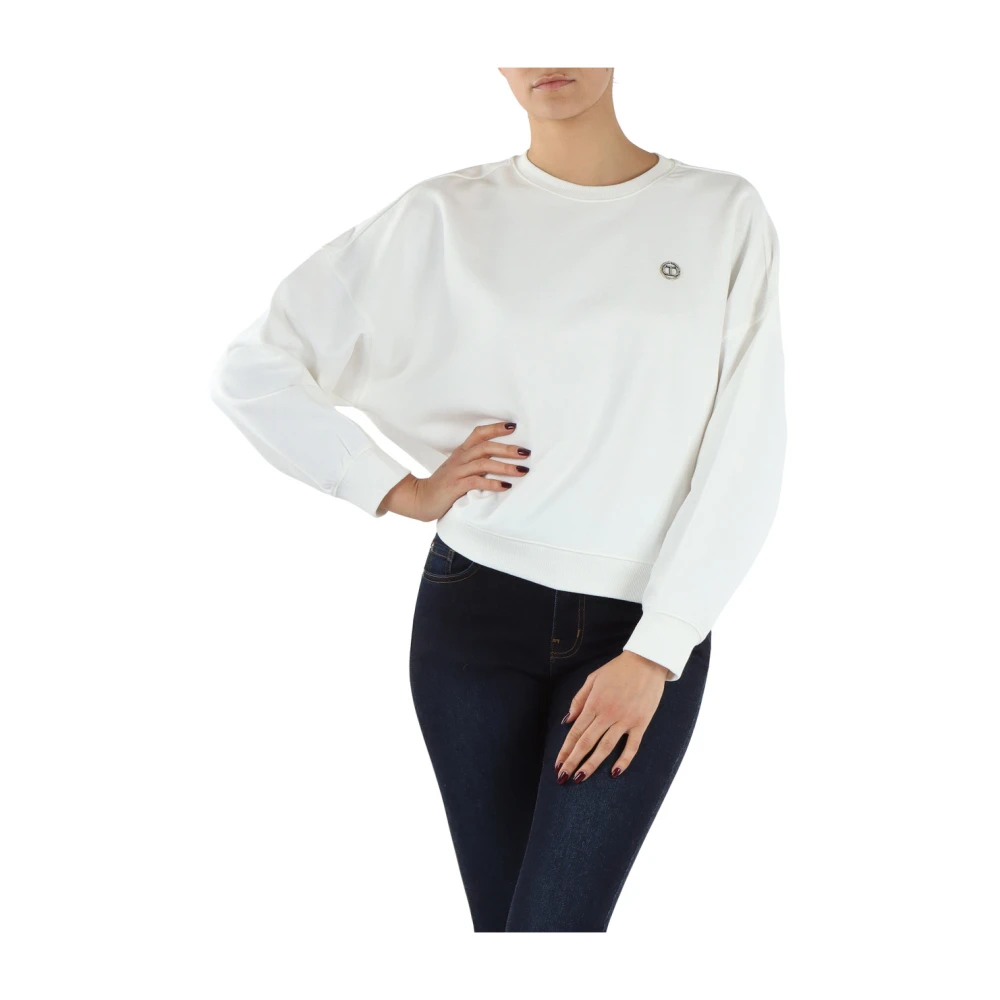 Twinset Oversized Katoenen Sweatshirt met Logo White Dames
