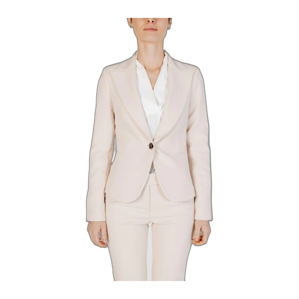 RINASCIMENTO Chique Blazer met Reverskraag en Knopen Beige Dames