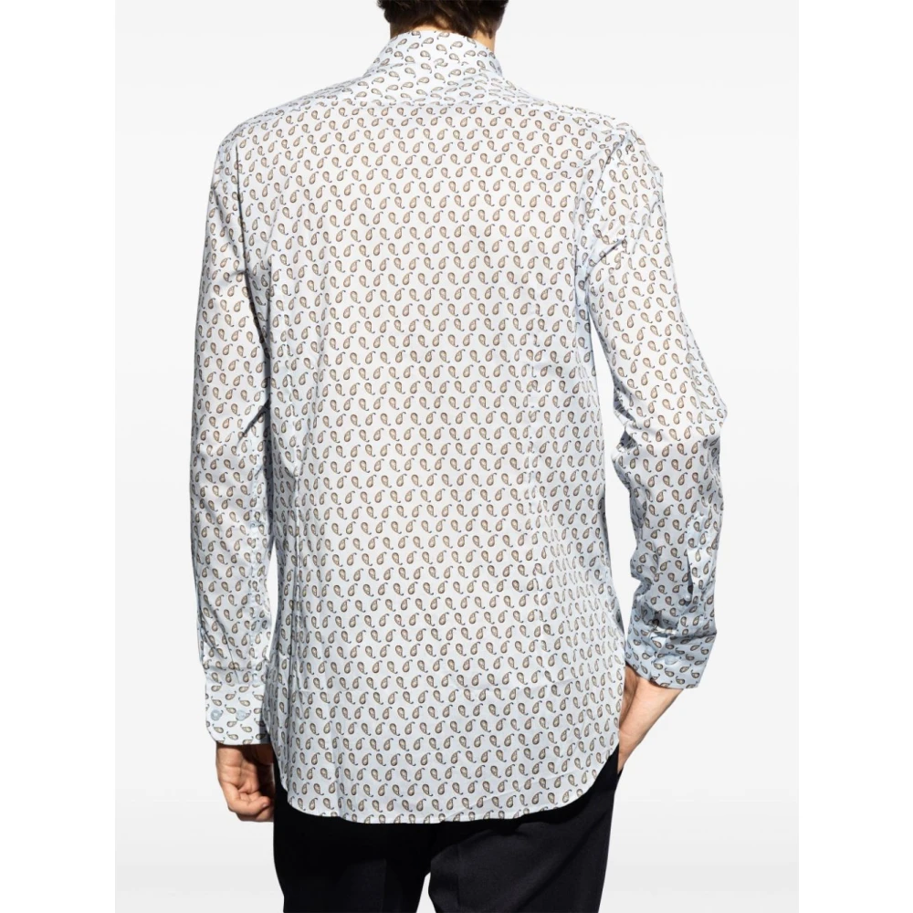 ETRO Blauw Paisley Print Overhemd White Heren
