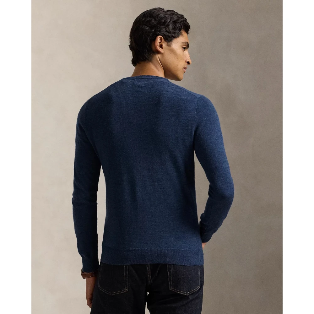 Polo Ralph Lauren Slim-Fit Wasbare Wol Ronde Hals Sweater Blue Heren