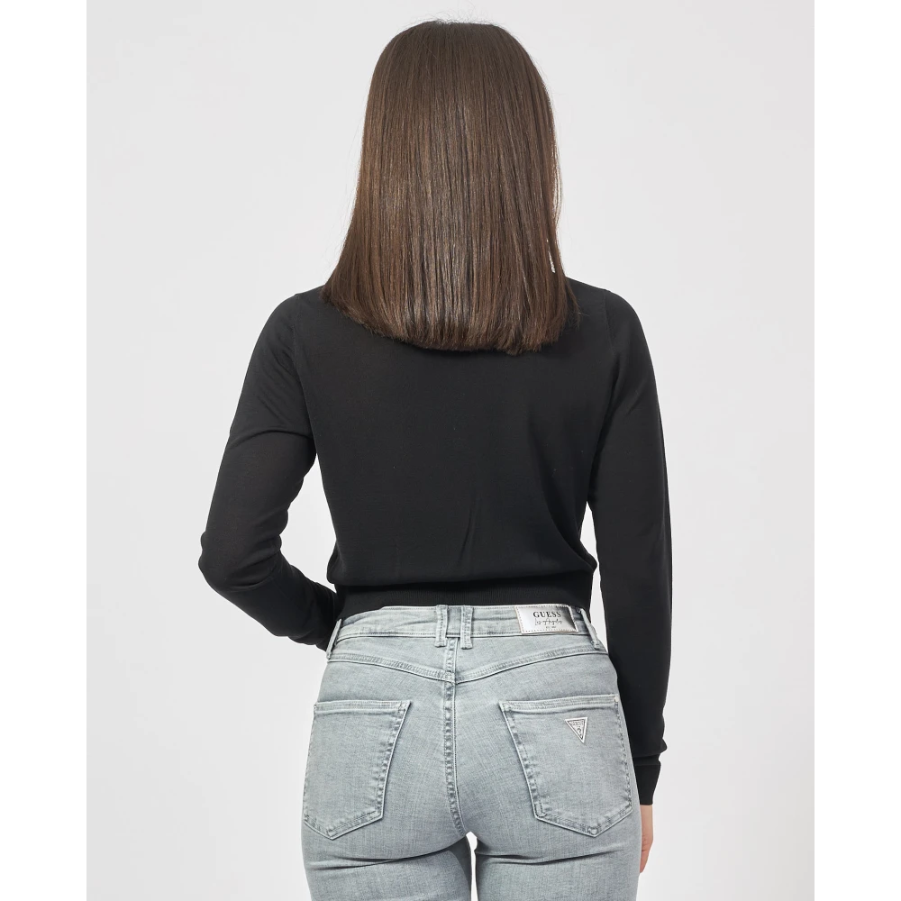 Fracomina Zwarte Vest met Zijden Knopen Black Dames