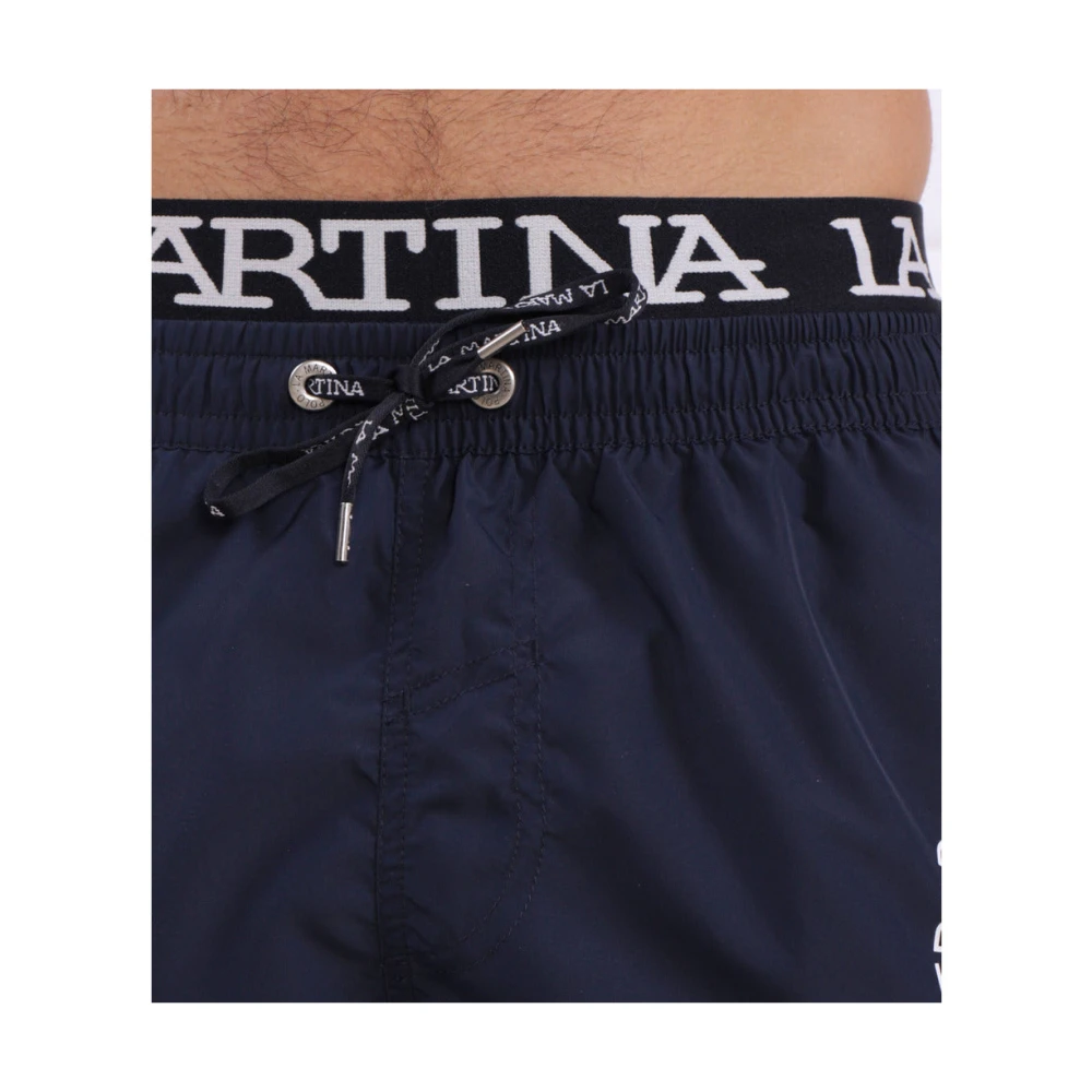 LA MARTINA Heren Boxer Zwemkleding met Logo Print Blue Heren