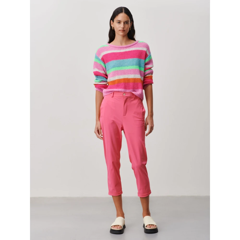 Jane Lushka Kleurrijke Stripe PU Pullover Multicolor Dames