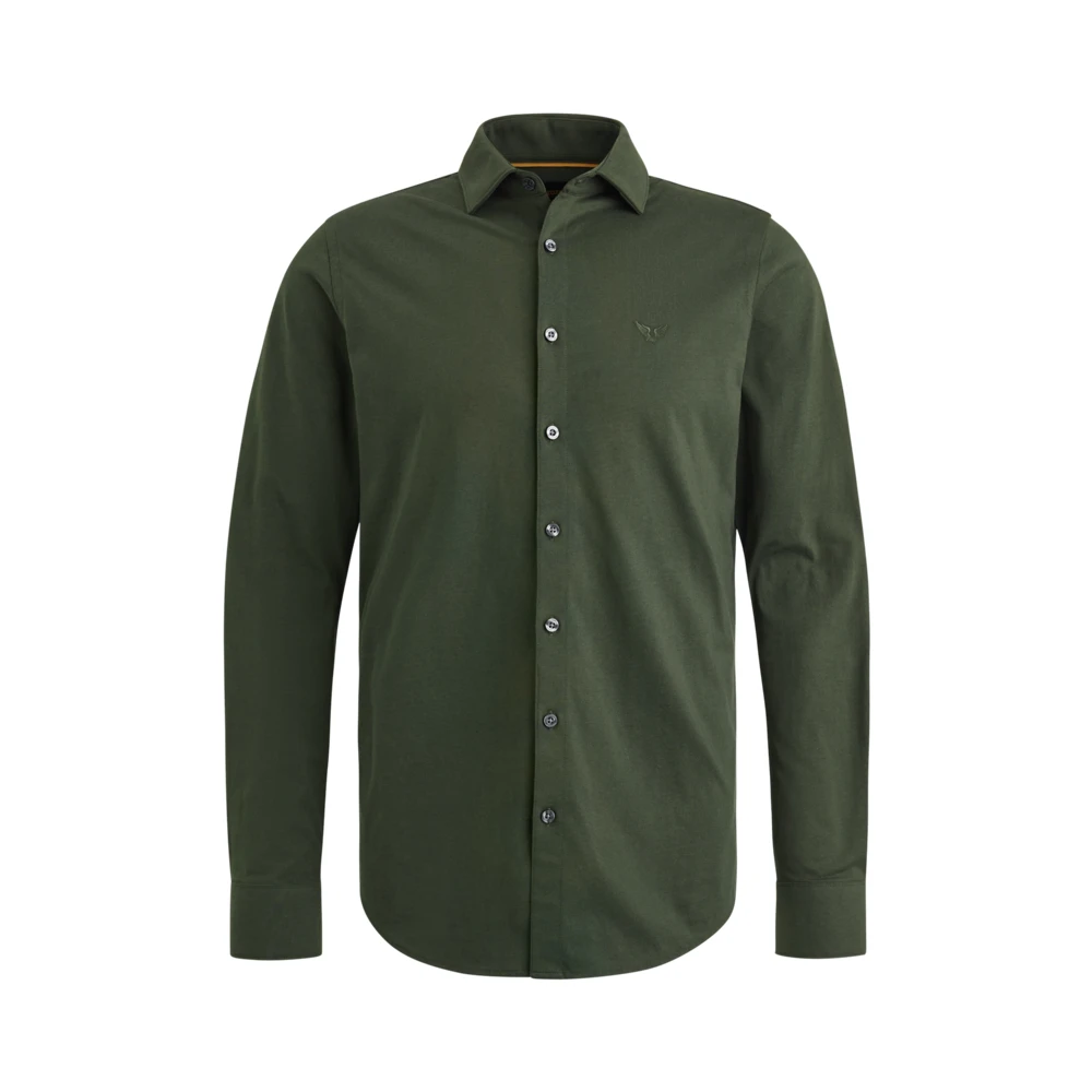 PME Legend Satin Jersey Overhemd met Kent Kraag Green Heren
