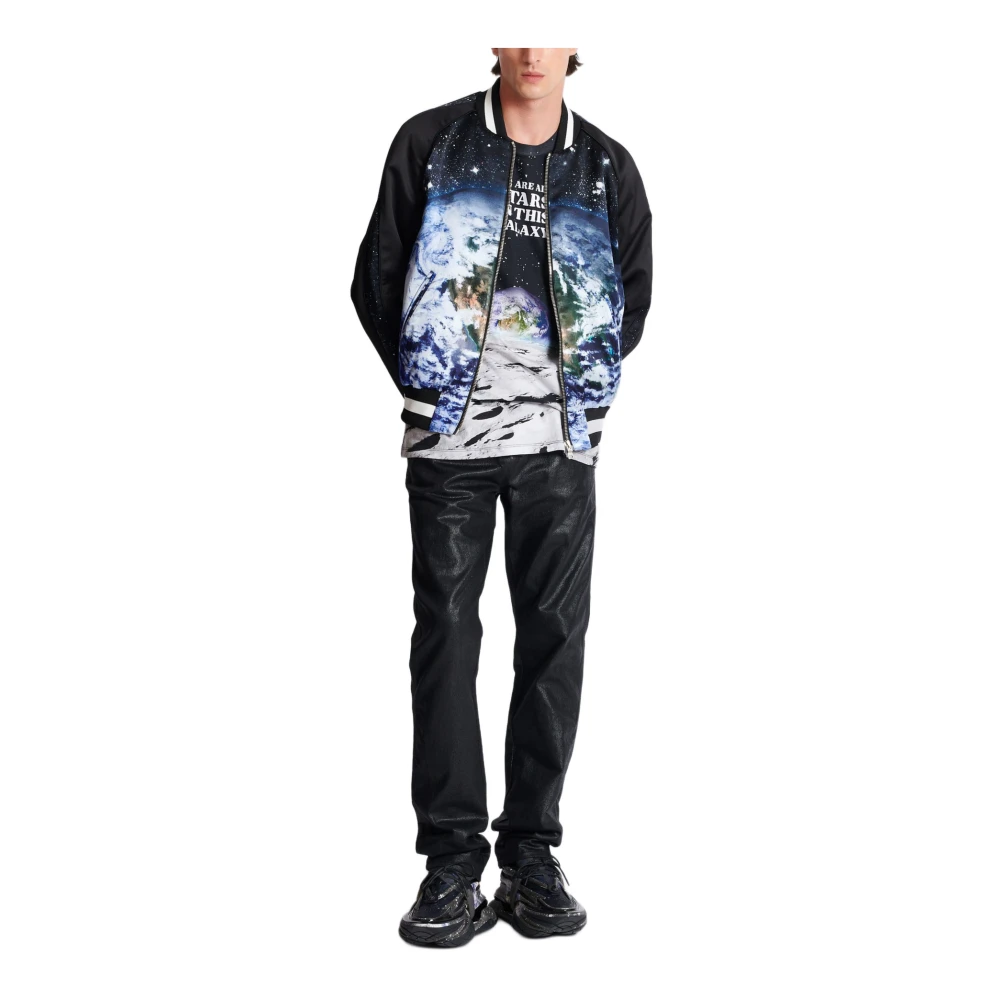Balmain Gedrukte Earth and Stars bomberjack Multicolor Heren