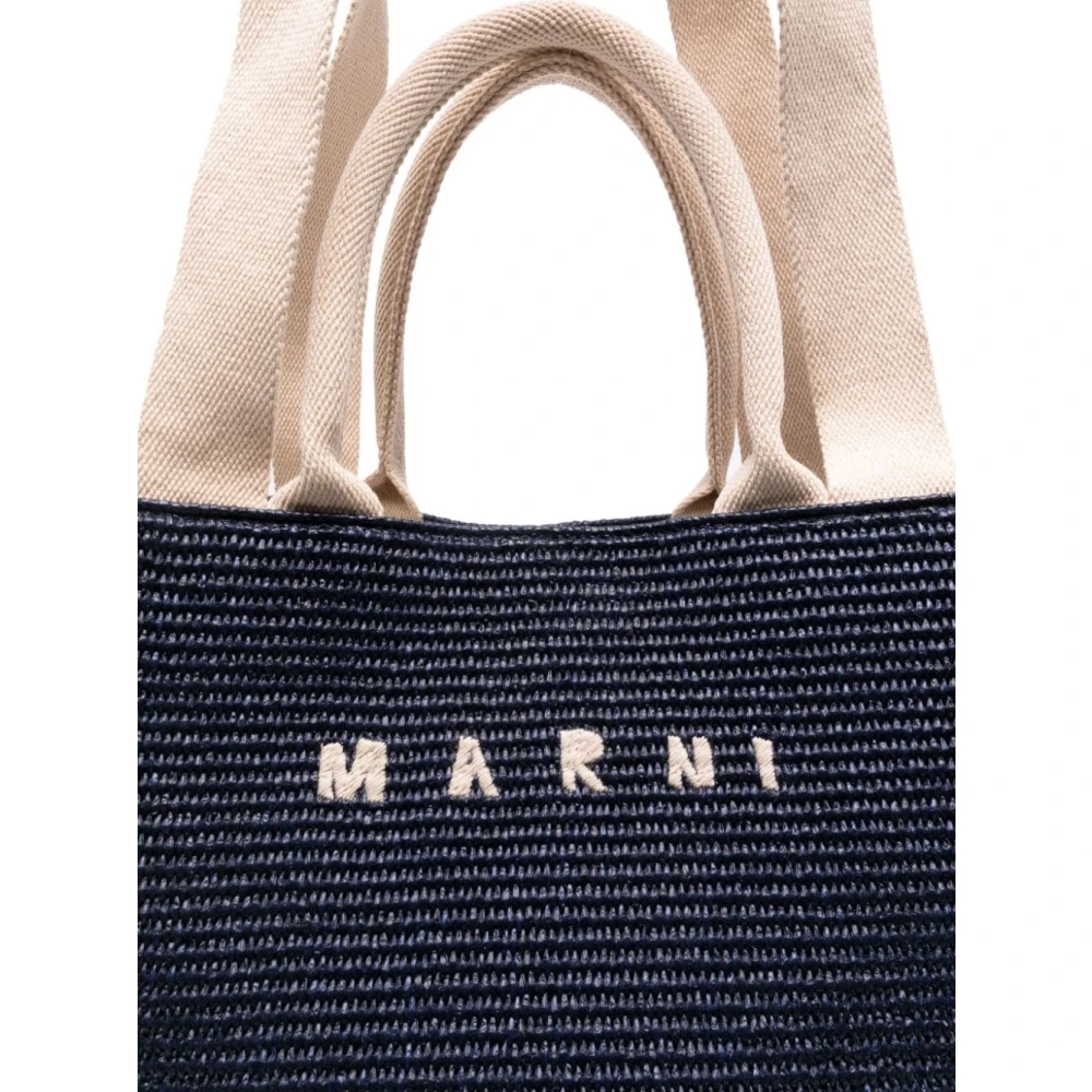 Marni Blauw Beige Raffia Tote Tas Blue Heren