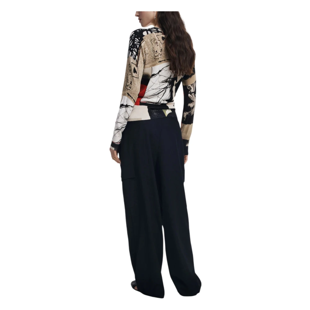 Desigual Groene Bedrukte Lange Mouw Gebreide Kleding Multicolor Dames