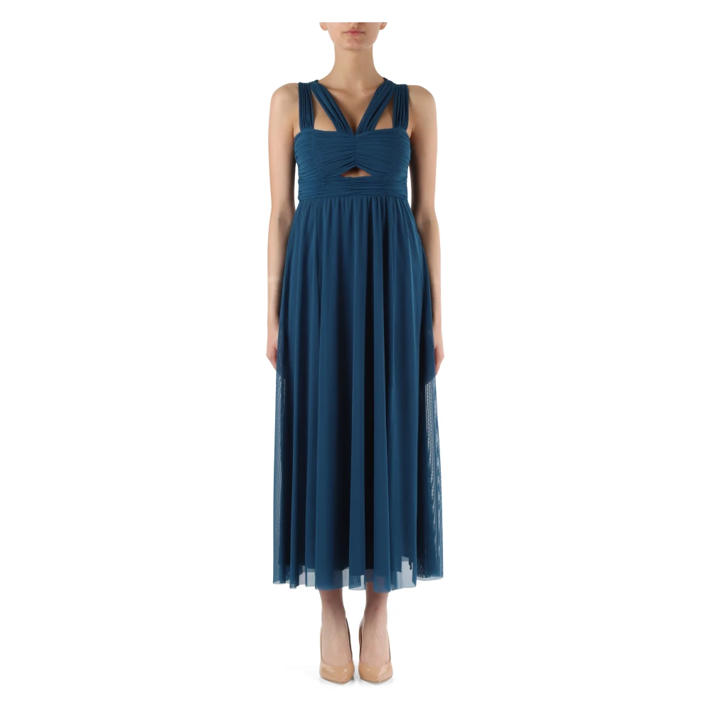 Pennyblack Stretch tule jurk met V-hals Blue Dames