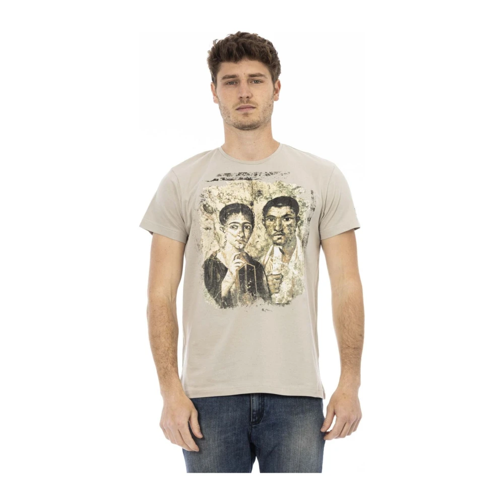 Trussardi Men's Beige Casual Short Sleeve Round Neck T-Shirt - T-Shirts - M- Tops