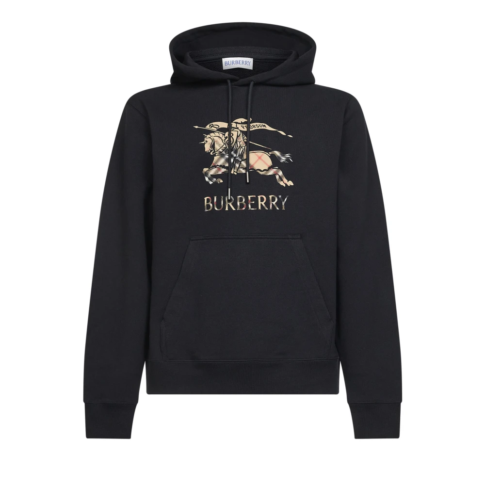 Burberry Men's Black Ekd Check Cotton Hoodie