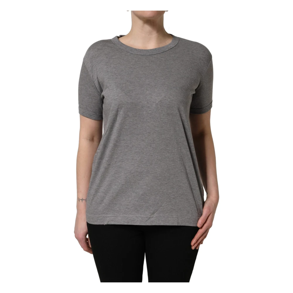 Dolce & Gabbana Women's Gray Crew Neck T-Shirt - T-Shirts - L - Tops