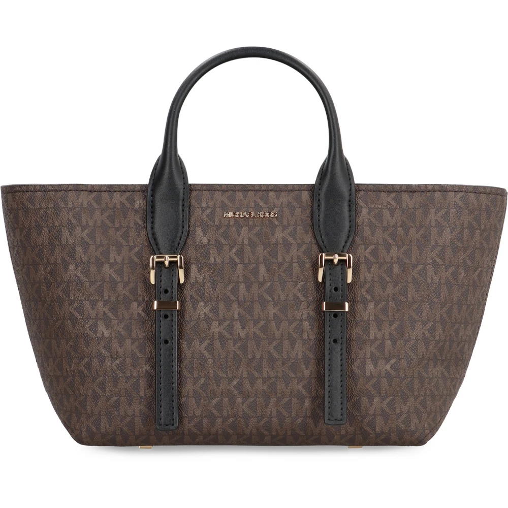 Michael Kors Logo Coated Handtas met Schouderband Brown Dames