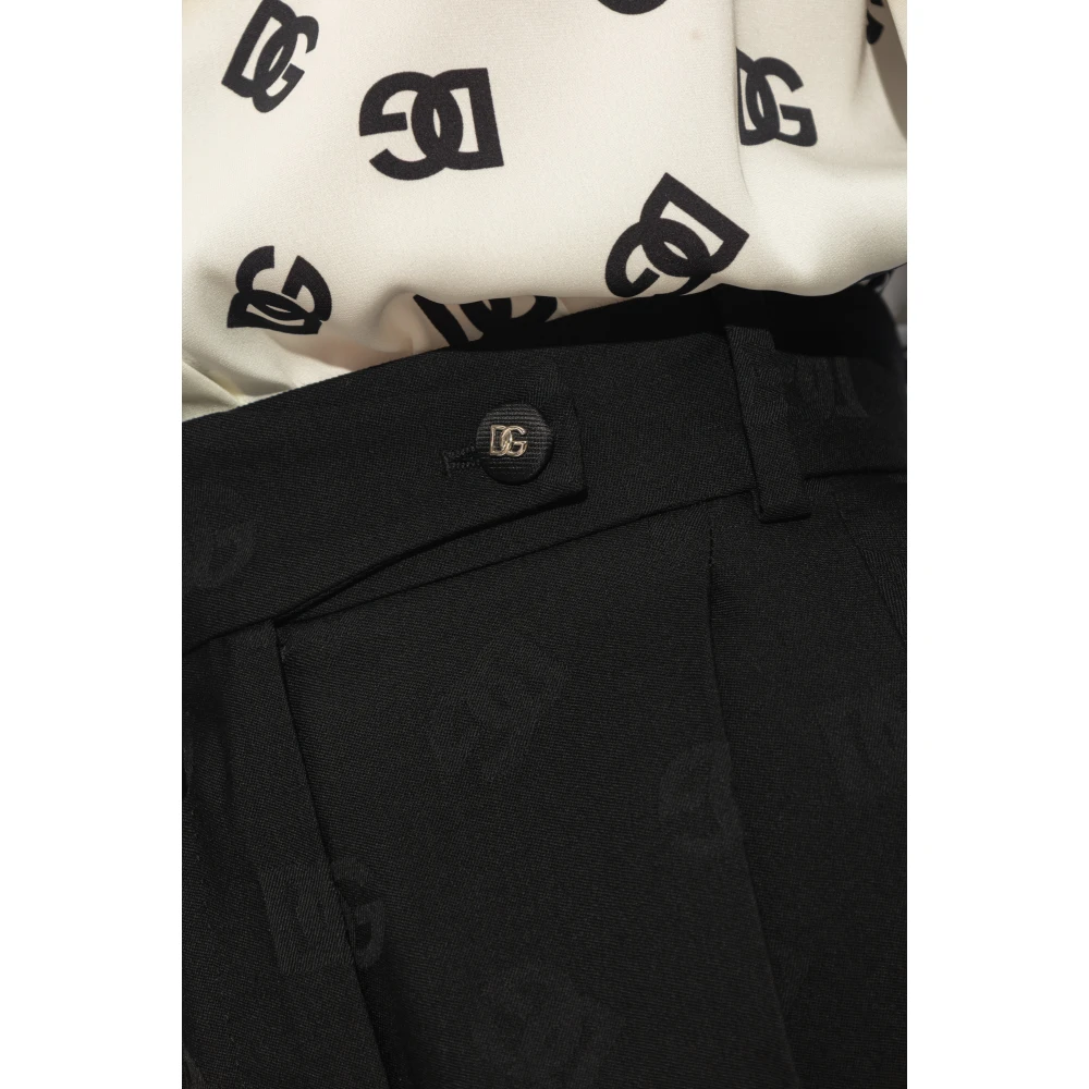 Dolce & Gabbana Geplooide broek met monogram Black Dames