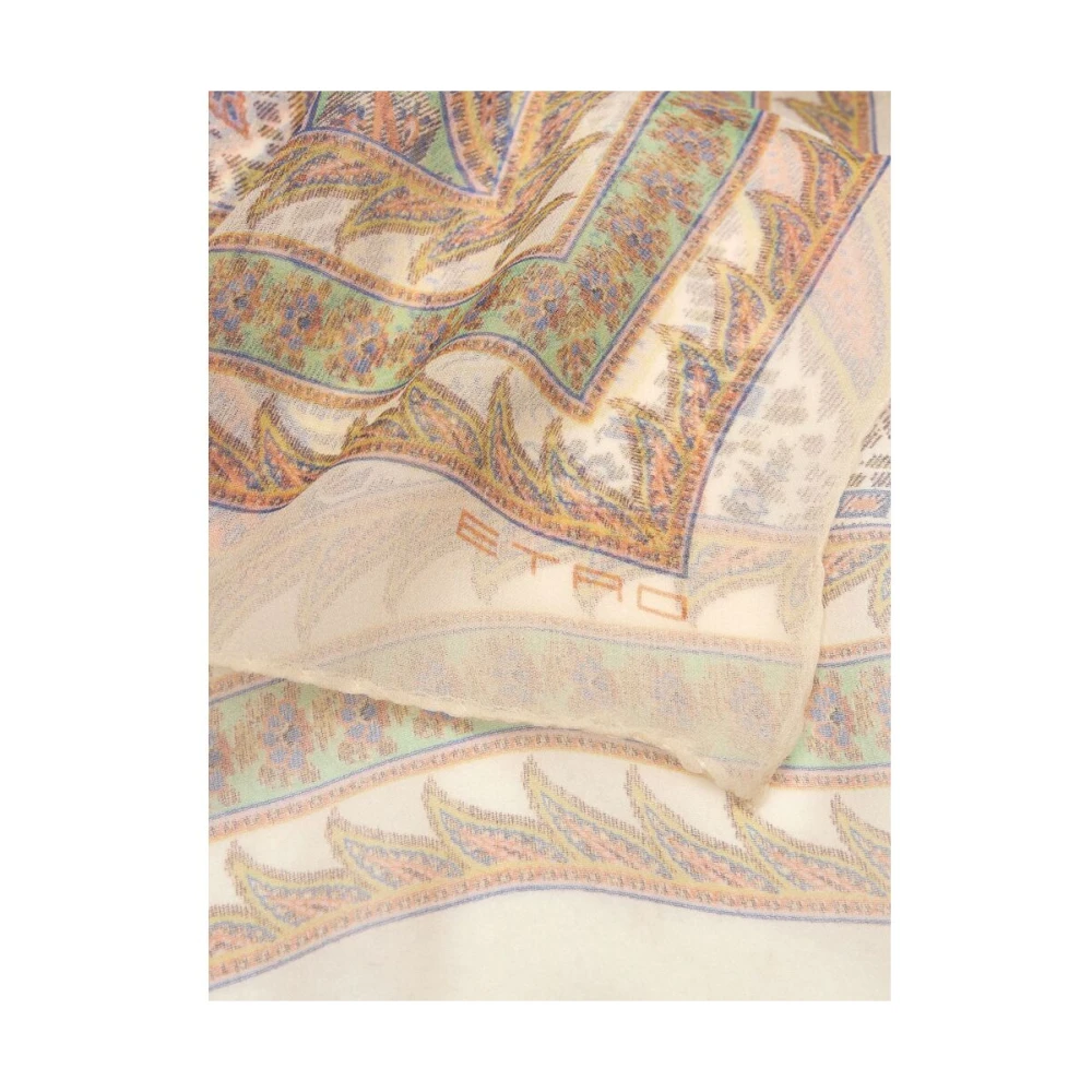 ETRO Beige Transparant Rechthoekig Sjaal met Logo Beige Dames