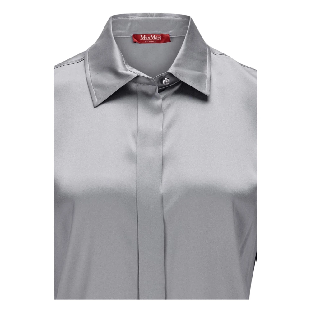 Max Mara Studio Zijden Klassieke Blouse Grijs Gray Dames