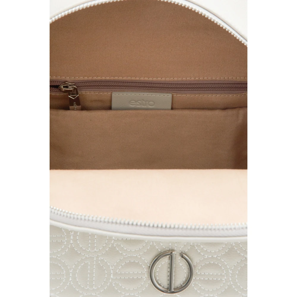 Estro Dames Lichtgrijze Leren Rugzak met Zilveren Details Er00115049 Gray Dames