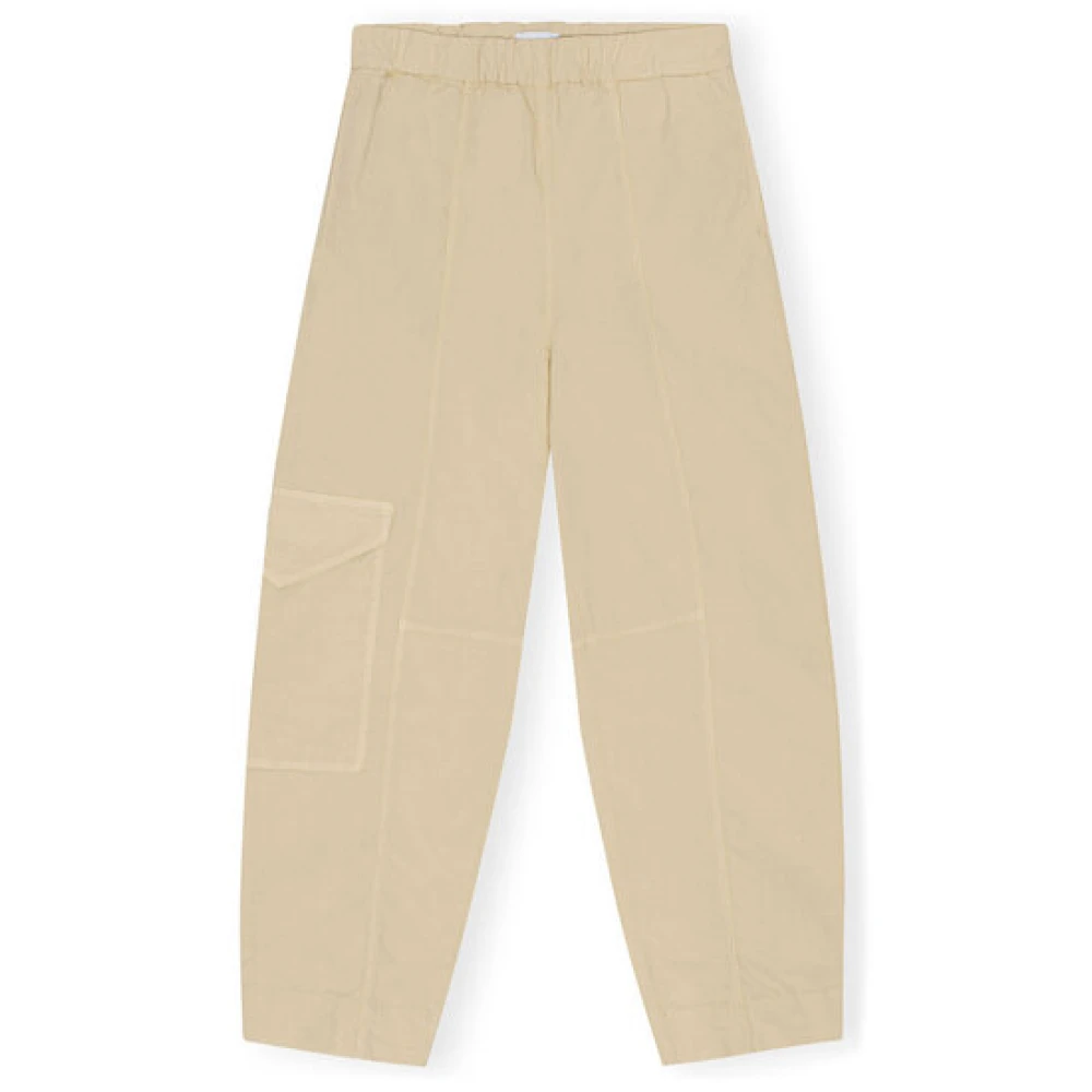 Ganni Stiliga Breda Cargo Byxor Beige, Dam