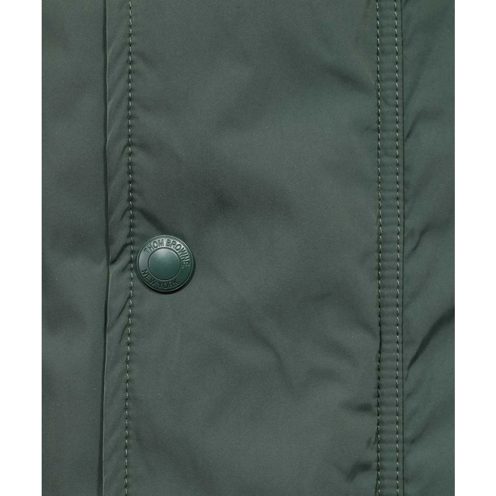 Thom Browne Technische stof parka met gestreept detail Green Heren